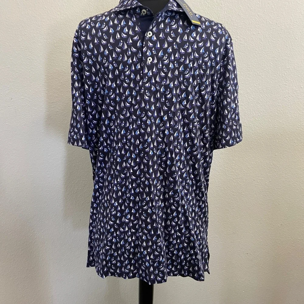 Polo Ralph Lauren Performance Classic Fit Med Sailboat Print Polo Shirt Mens NEW